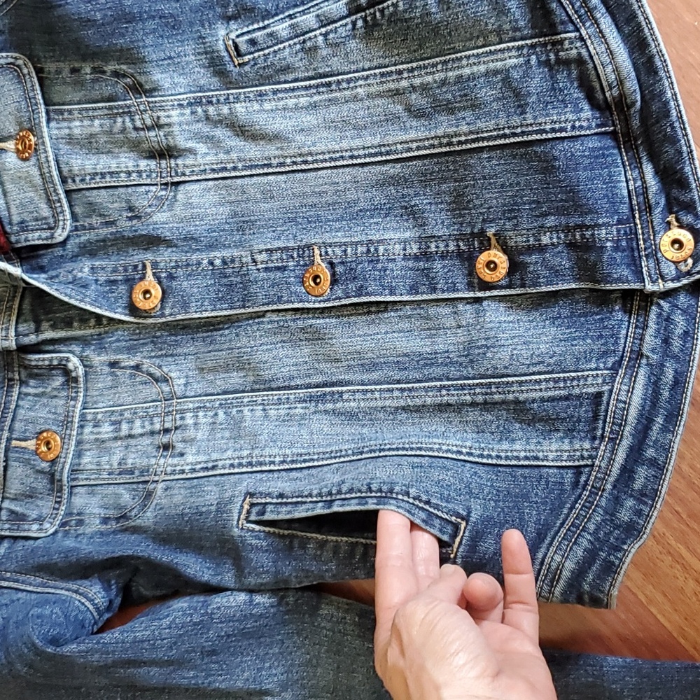 PARASUCO Ergonomic Jeans Denim Jacket Distressed Stretchy Slim Fit Small NWOT - Picture 8 of 9